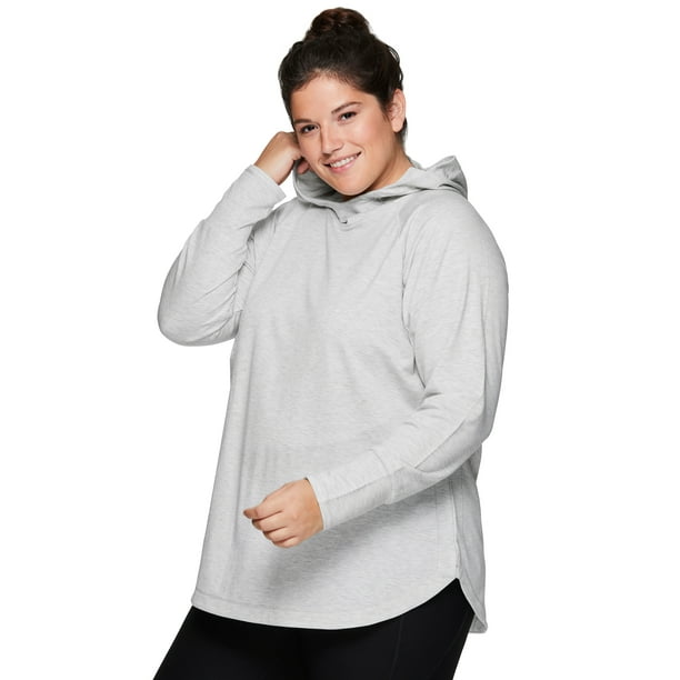RBX Active Womens Plus Size French Terry Long Sleeve Pullover Hoody